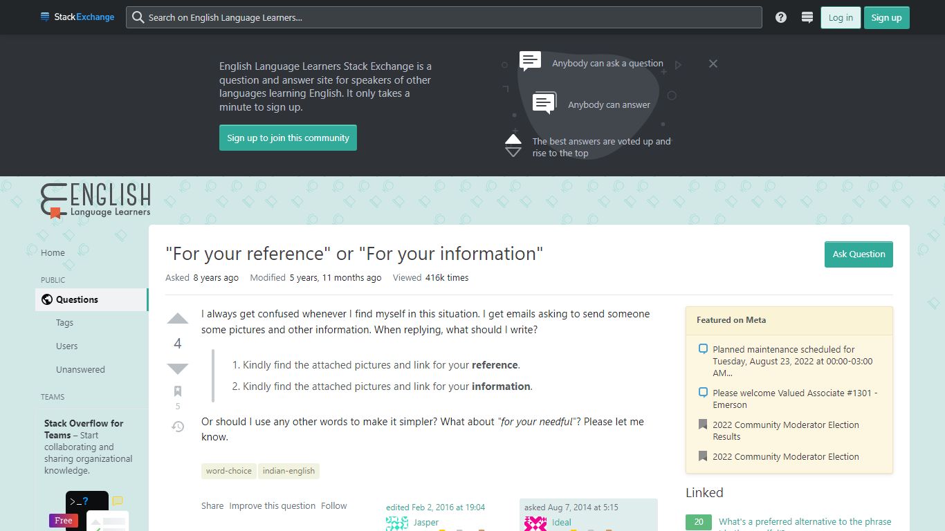 word choice - "For your reference" or "For your information" - English ...